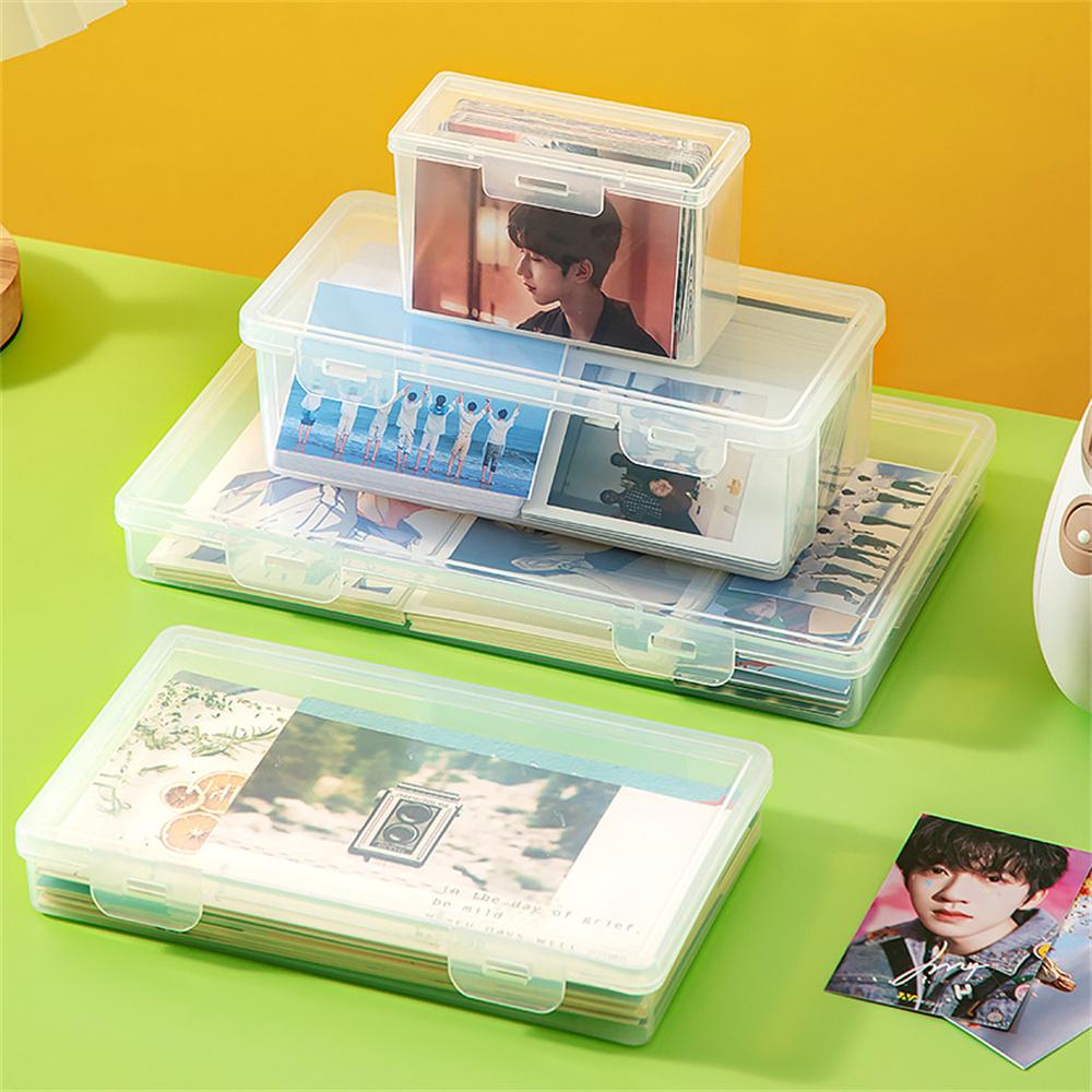 Photo Storage Box Rectangular Desktop Box Card Organizer Plastic Transparent Case For Photography Enthusiasts Desktop Postcard