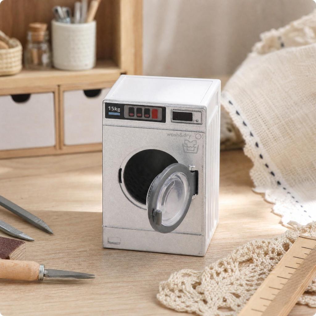 Miniature Front-Loading Washing Machine Compact for Dioramas, Diorama Makers
