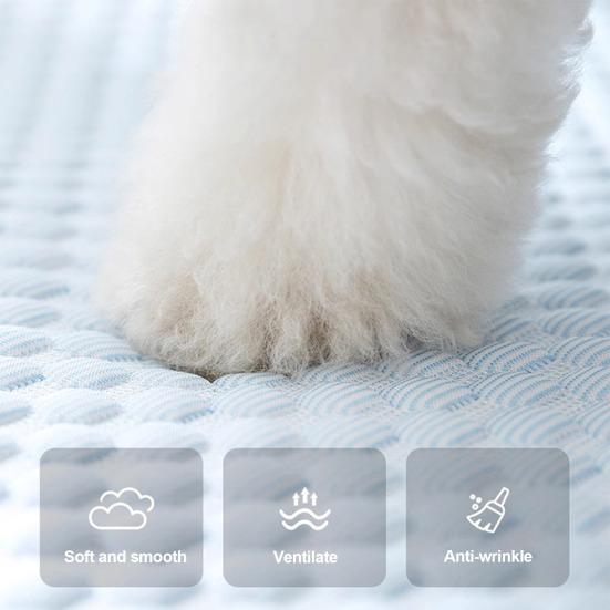 Dog Cooling Mat Ice Silk Cooling Pet Mat Bed Breathable Summer Pet Sleeping Pad with Neck Support Pillow for Small Dogs Cats
