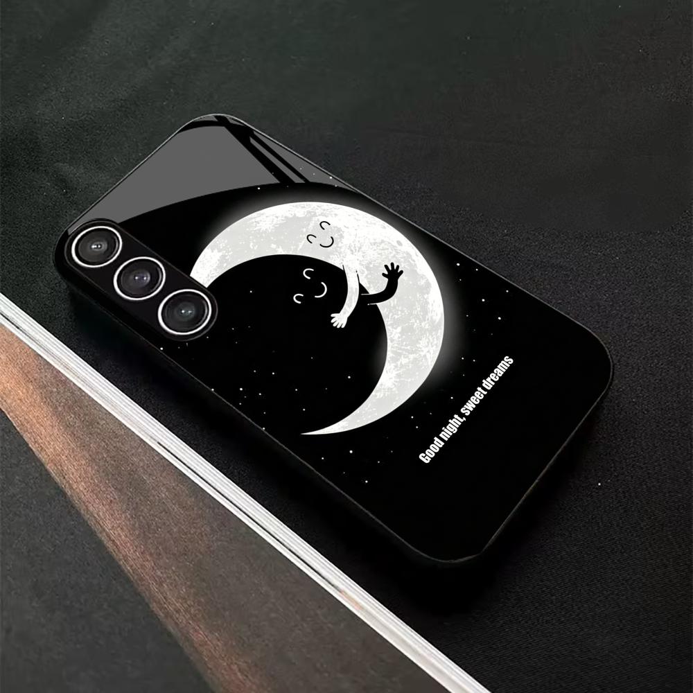 Mondnacht Schutzhülle Exquisit Hochwertig Glas TPU Handyhülle für Samsung Galaxy S26 S25 S24 S23 S22 S21 FE, Ultra, Plus