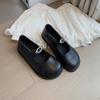 Suding's two wear inner height-increasing small leather shoes for women's 2025 new metal one-word belt thick-soled height-increasing Mary Jane single