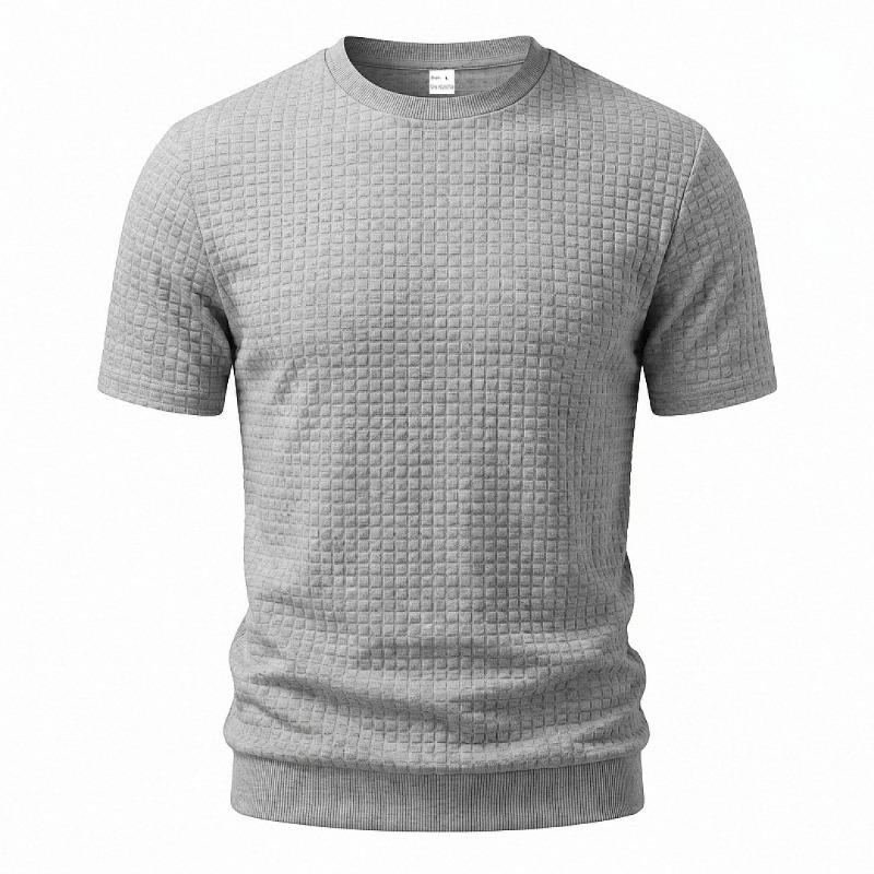 Men Simple Casual Old Money Textured Crew Neck Short Sleeve T Shirt