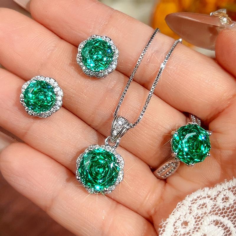 Set Accessories Necklace Stud Earrings Millennium Para Greenstone Versatile Women