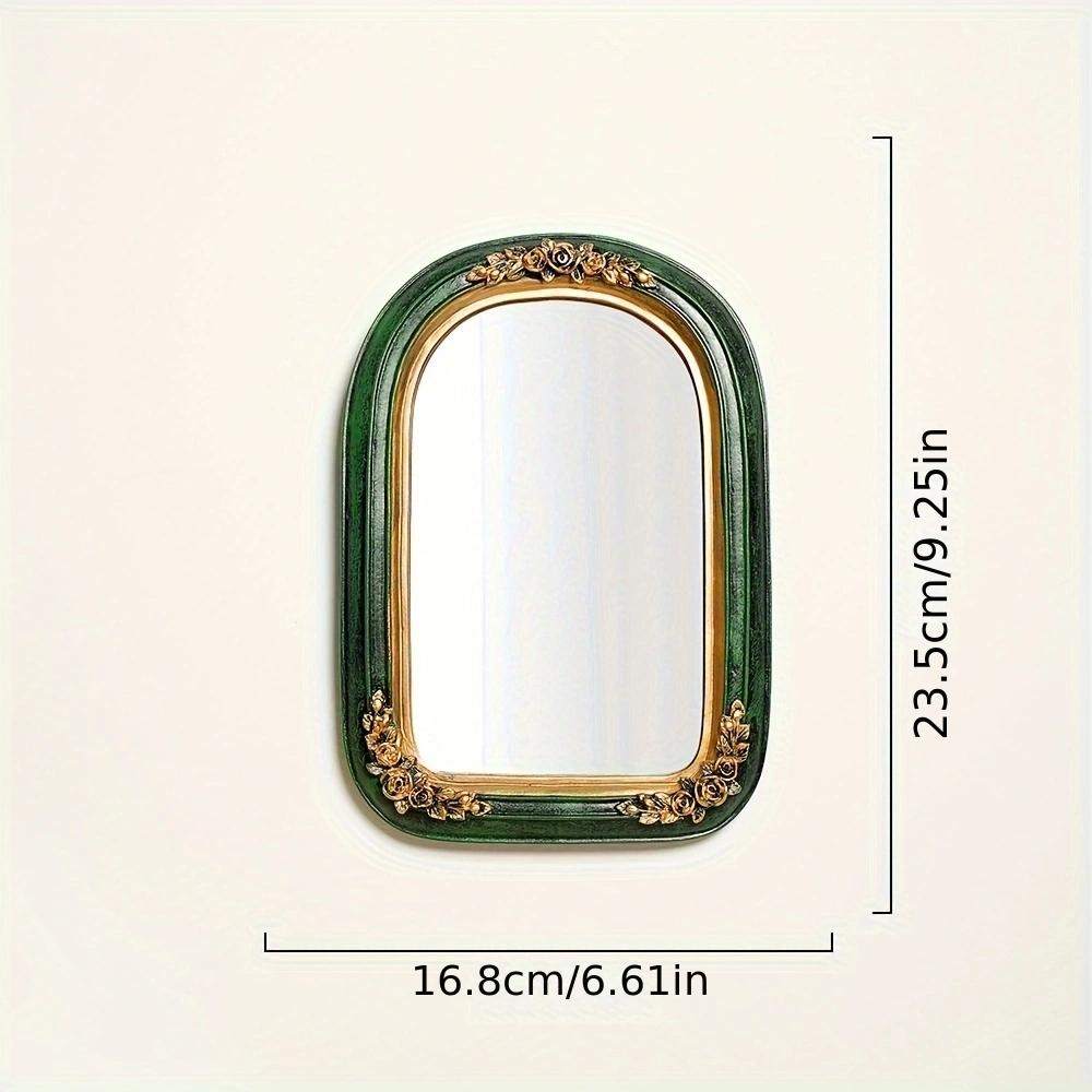 

European light luxury resin embossed green carved mirror makeup mirror vintage resin photo props girl makeup mirror