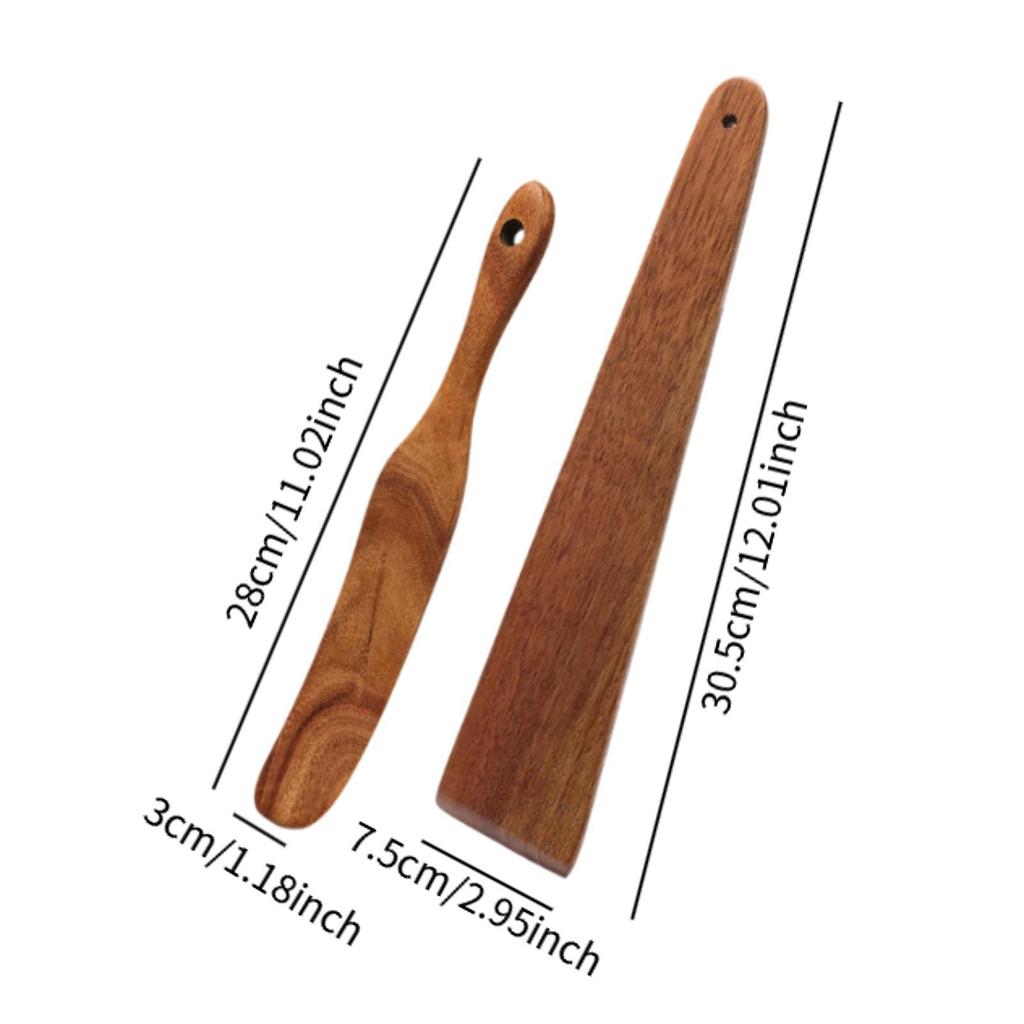 Sourdough Bread Mixing Spurtle Flat Wooden Turner for Turning Serving Mixing