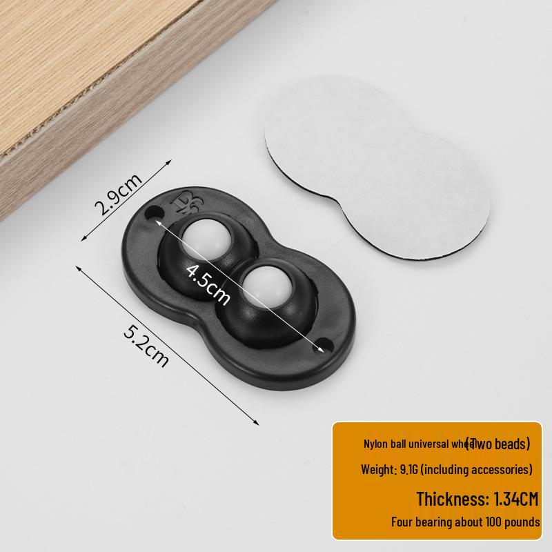 Punch-Free Adhesive Caster Wheels - Silent, Wear-Resistant, Ball Bearing, Thickened Base for Household Mobility.
