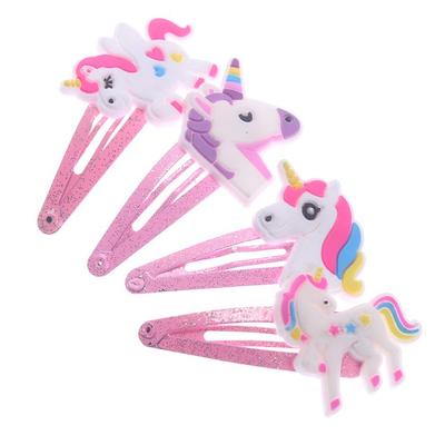 Cute Unicorn Children'S Hair Clips Europe And America Pairs Fashion Bb Clip Hair Accessories 4PCS