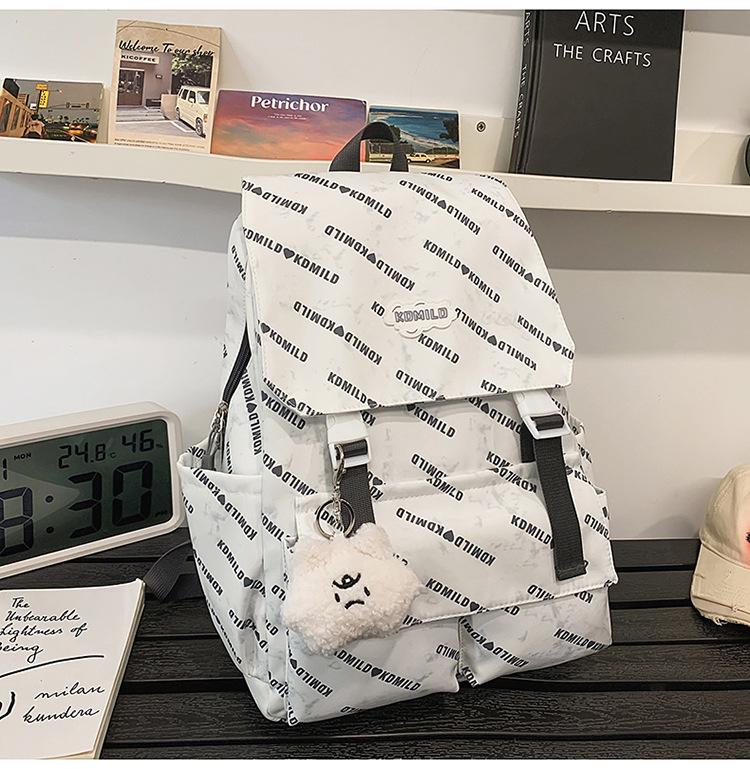 School bag high value letter back couple solid color casual simple light outdoor large capacity