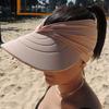 Women Sun Hat Empty Top Design Elastic Band UV Protection Hat with Ponytail Holes Outdoor Exercise Hat