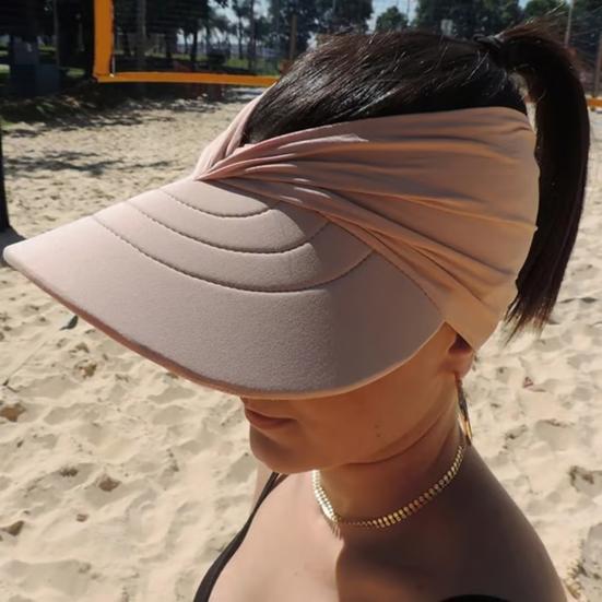 Women Sun Hat Empty Top Design Elastic Band UV Protection Hat with Ponytail Holes Outdoor Exercise Hat