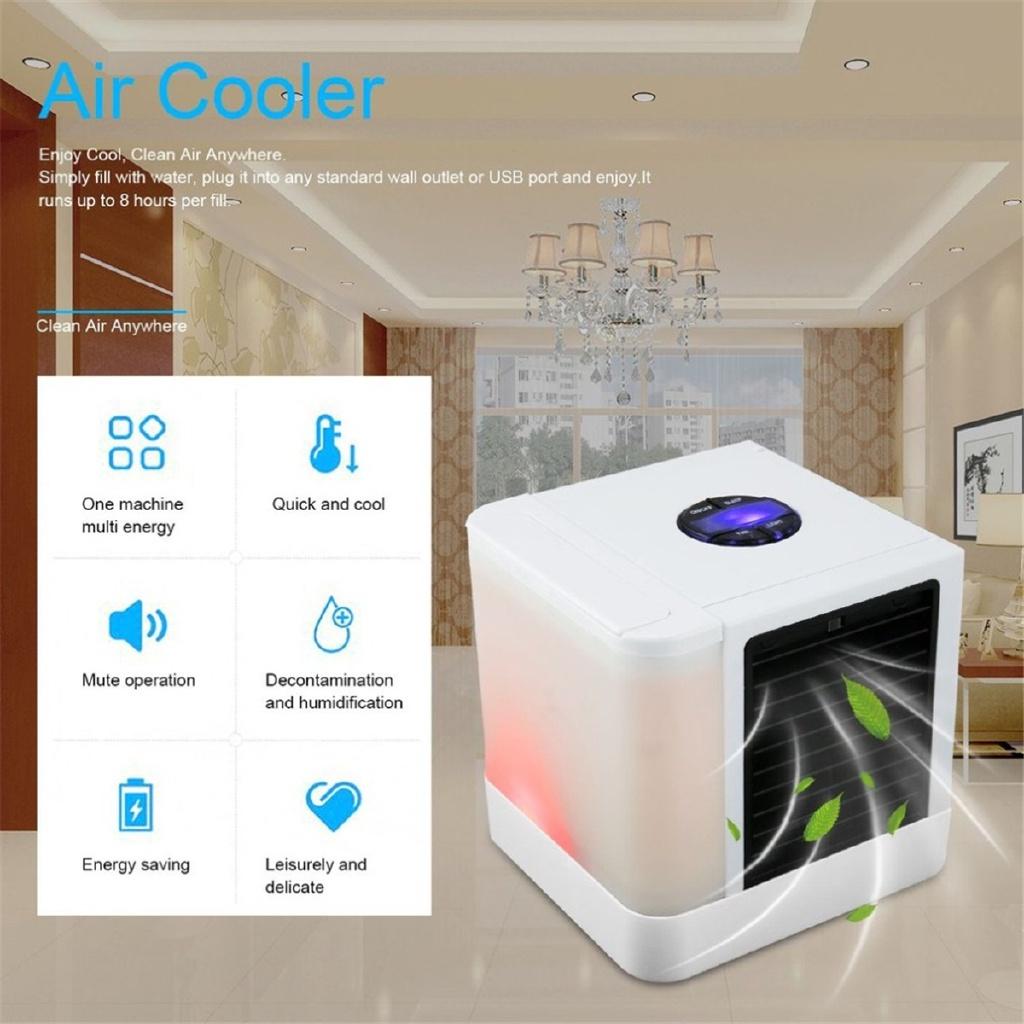 New Portable Air Conditioner Mini USB Air Cooler Humidifier Purifier 7 Colors LED Light Desktop Air Cooling Fan