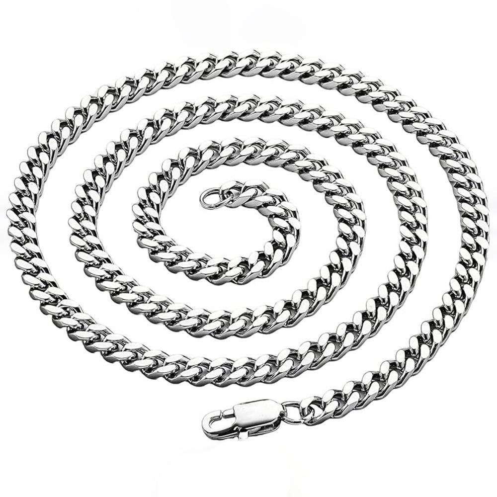 Gold Titanium Steel Chain Necklace and Bracelet Set with Multiple Sizes (50-60cm, 18-21cm)