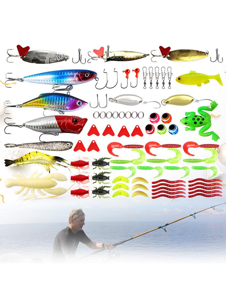 Fishing Lures Kit Soft and Hard Bait Set Xmas Fishing Gift for Father Granpa Boyfriend