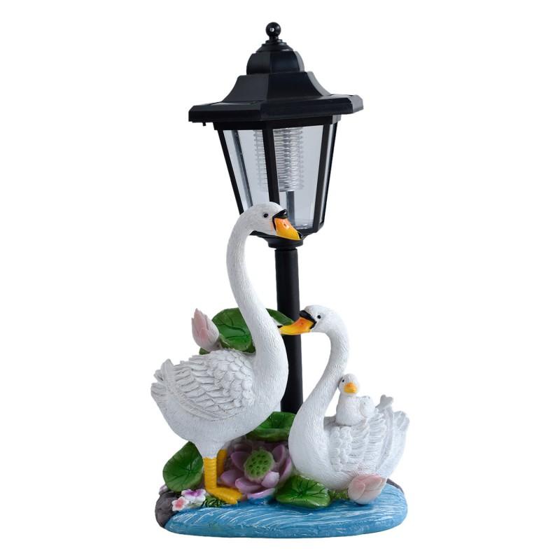 Solar Powered Outdoor Goose Statue Garden Decor Resin Animal Sculpture Lawn Yard Patio