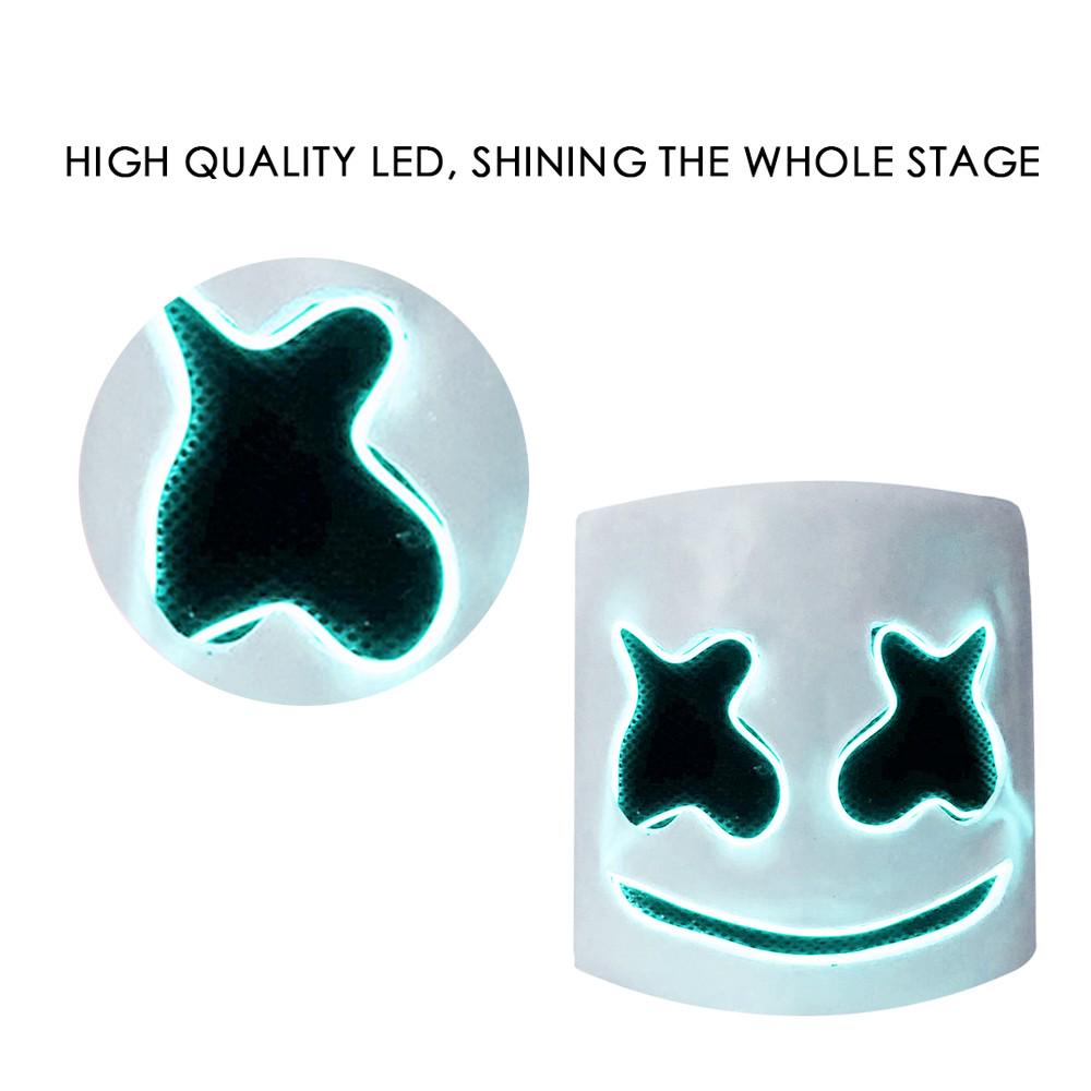 LED DJ Marshmello Helmet Music Festival Light Up Marshmallow Mask Halloween Novelty Costume