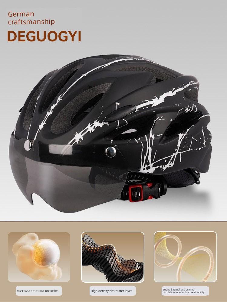 Yu Zhaolin's Premium Bicycle Helmet with Integrated Goggles, One-Piece Riding Helmet for Men and Women, Mountain and Road Safety Helmet