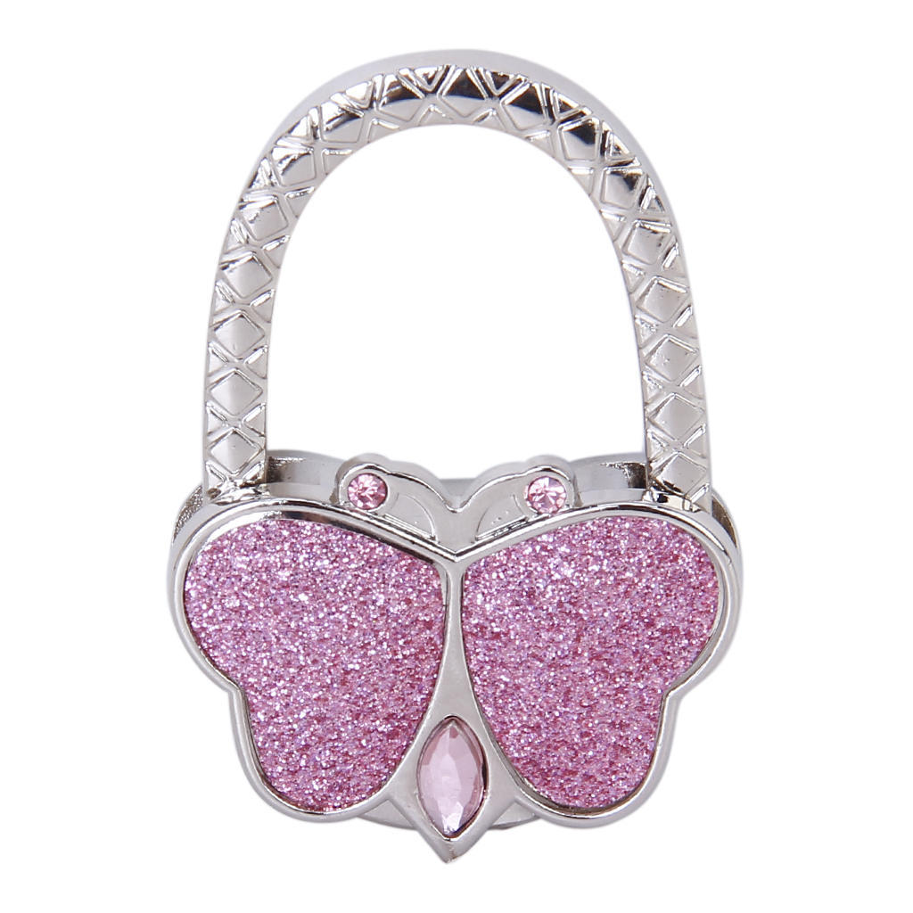 Trendy Rhinestone Flower Design Decor Folding Handbag Table Hook Desk Purse Hanger Pothook for Ladies Purple SODIAL R