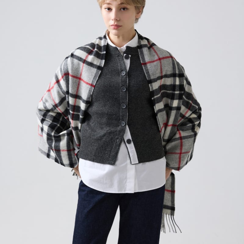 ABRAHAM MOON Merino Wool Shawl 70cm - Grey Thompson