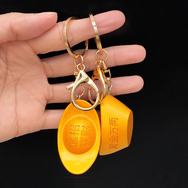Prosperous Charm Pendant Keychain 2026 Golden Rubber Charm Keyring For Good Fortune Decoration And Daily Wear Use