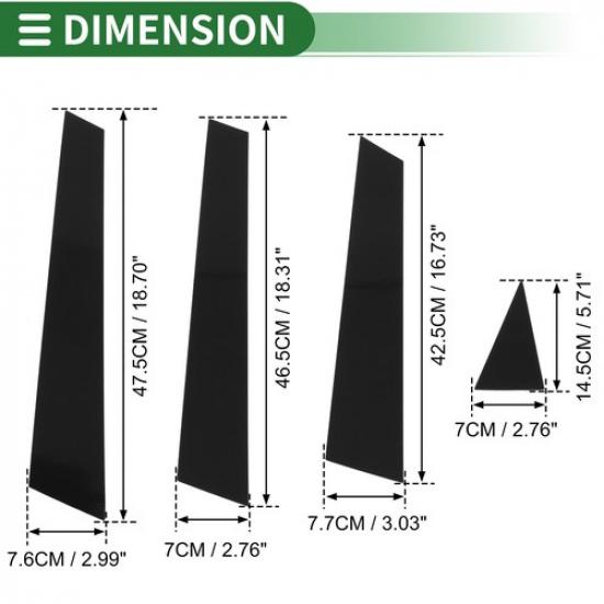 Pack of 1 For Nissan Murano 2009-2015 Door Pillar Window Trim Anti Scratch Black