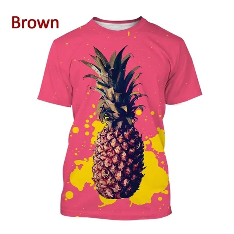 Summer New Pineapple Pattern 3D Printing Short-sleeved Breathable T Shirt Men's Women's Tropical Fruit Graphic Streetwear Tops