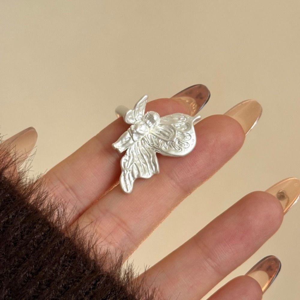 Creative Retro Wing Ring Cute Geometric Irregular Ring Unique Jewelry Accessories Opening Ring Gift