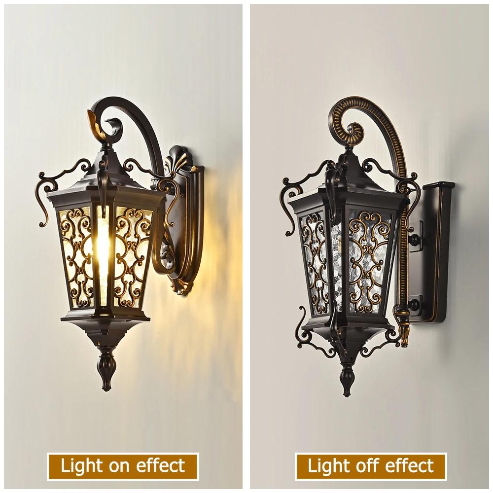 Außenwandleuchte im europäischen Stil Retro Verandalampe Bronze Wasserdicht IP65 für Haus Villa Außenbereich Terrasse Eingangsbereich Vintage Wandleuchte