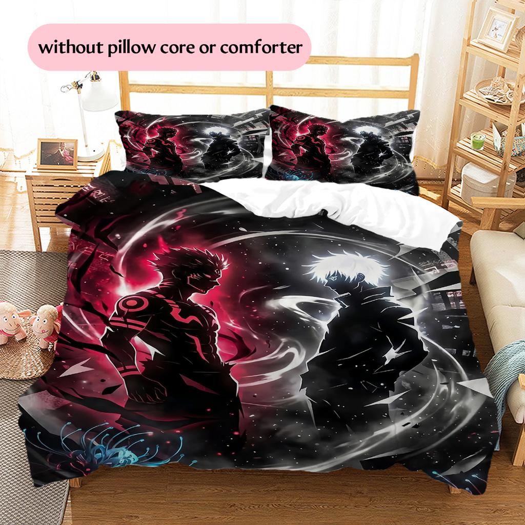 Satoru Gojo and Sukuna Pattern Bedding Quilt Set  Home Decoration  Gift (1 * duvet cover + 2 * pillowcase  without core)