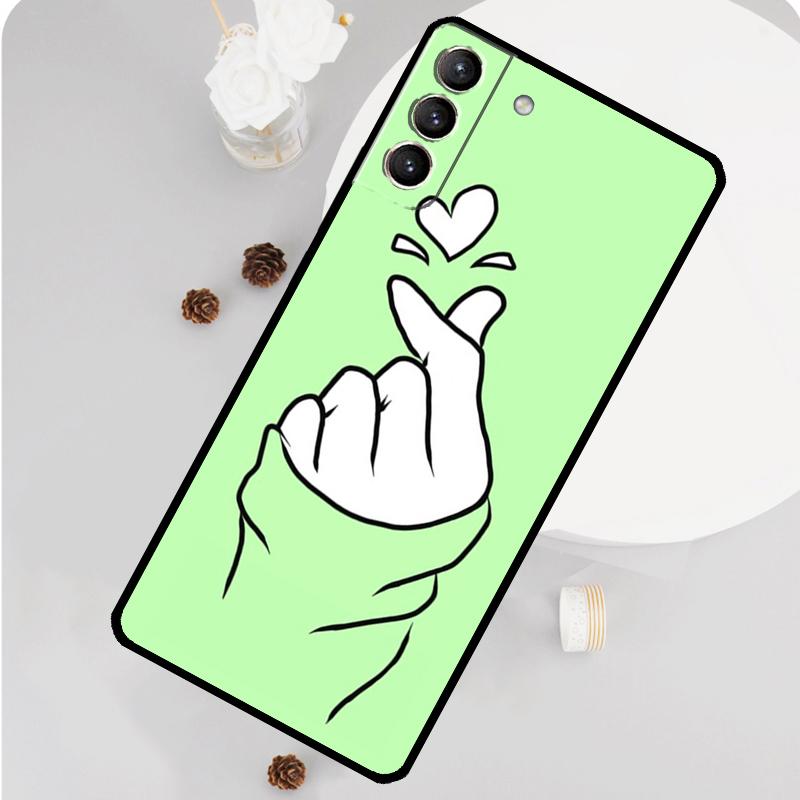 Kpop Hand Finger Heart Cover For Samsung Galaxy S23 S22 Ultra S21 FE S20 FE Note 20 Ultra S9 S10 Note 10 Plus Case