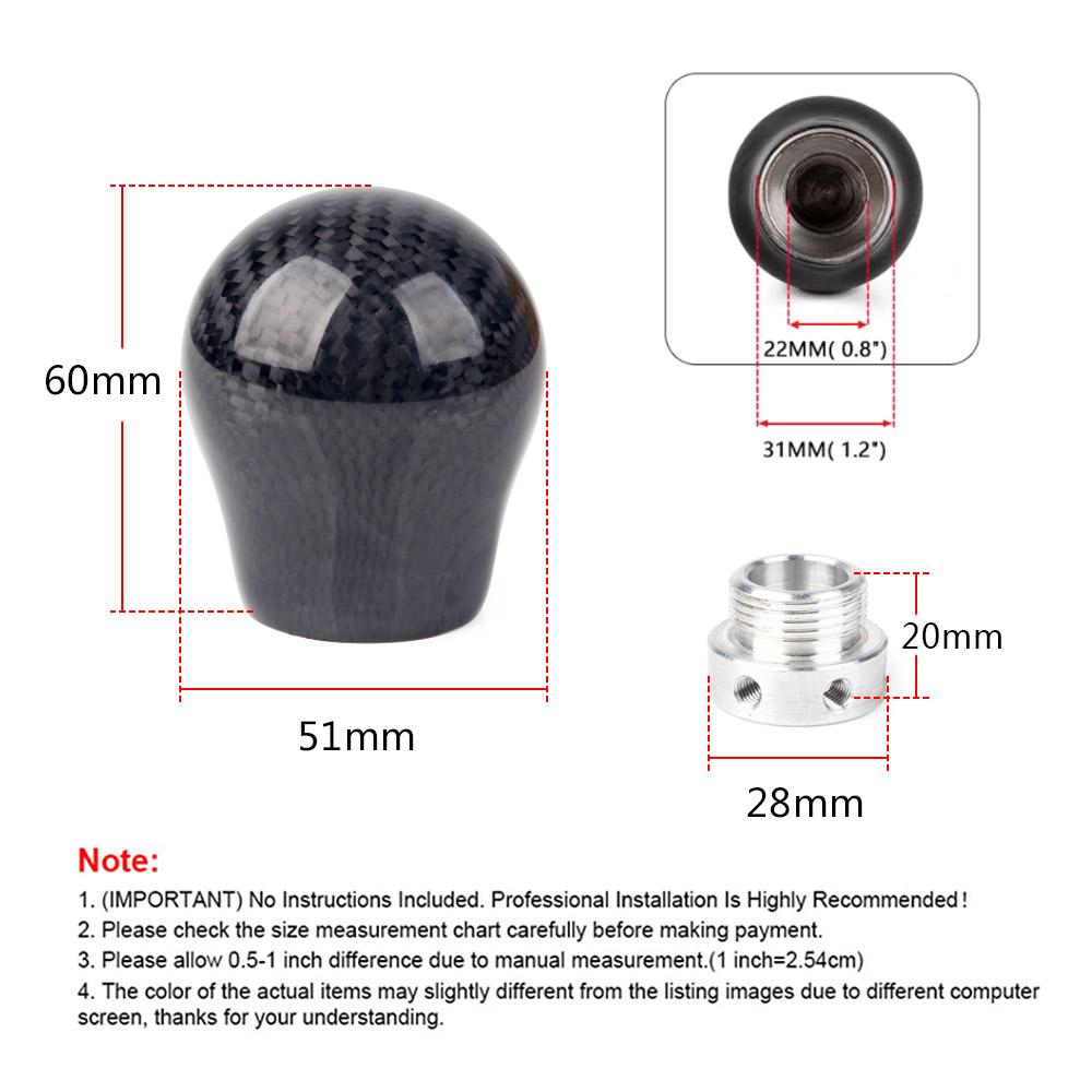 True Carbon Fiber Gear Shift Knob Transmission Gear Stick Head Shifter Lever Handle With Limiter Adapter