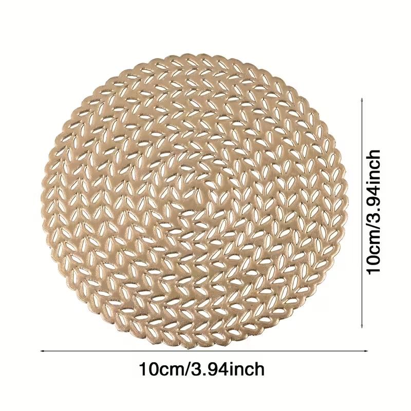 4PCS Creative Hollow Cup Mat Vintage Wheat Coasters Table Placemat Heat Insulation Decorative Doilies for Home Kitchen Dining