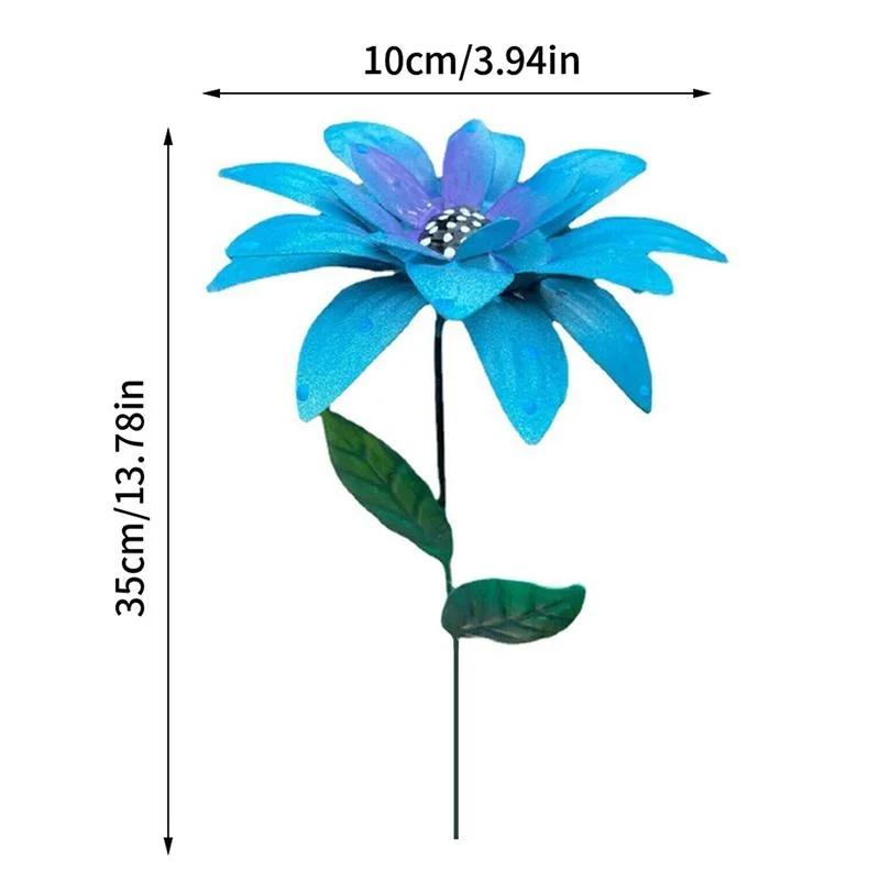 1PC Metal Flowers Garden Stakes Indoor Outdoor Crafts Rustproof Metal Iron Yard Art Lawn Decoration 8 Colors