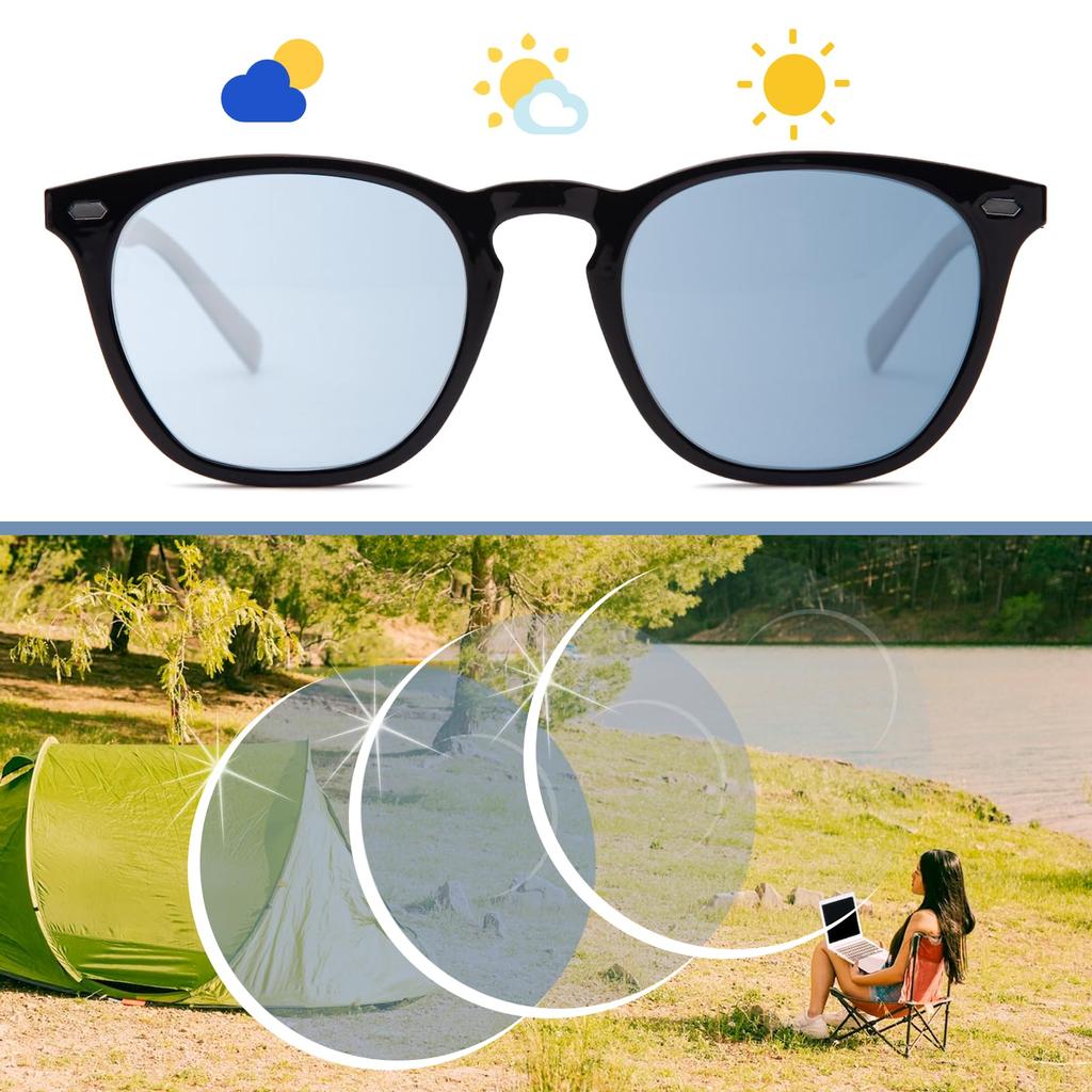 Epavouos Polarized Sunglasses with UV400 Ultra for Sports and Unisex Auto-Dimming Lenses, Color-Changing Protection, Lightweight, Driving, (BU)