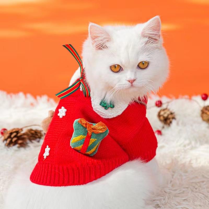 

Pet Supplies Autumn and Winter Cat Clothes Pink Rabbit Strap Satchel Sweater Small and Medium Pet Dog Teddy Warm Kitten XL червоний