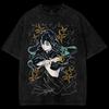 Japanese Streetwear Vintage Washed Oversized T-shirt Men Women Heavyweight Demon Slayer Muichiro Tokito Anime Short Sleeve Female Male Clothing