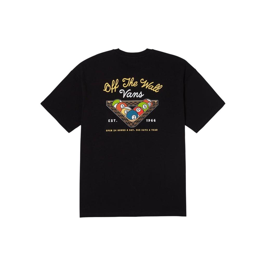 Vans Einfarbig Buchstabenaufdruck Locker sitzend Rundhalsausschnitt Kurzarm T-Shirt Herren Tops Schwarz VN000BYXBLK