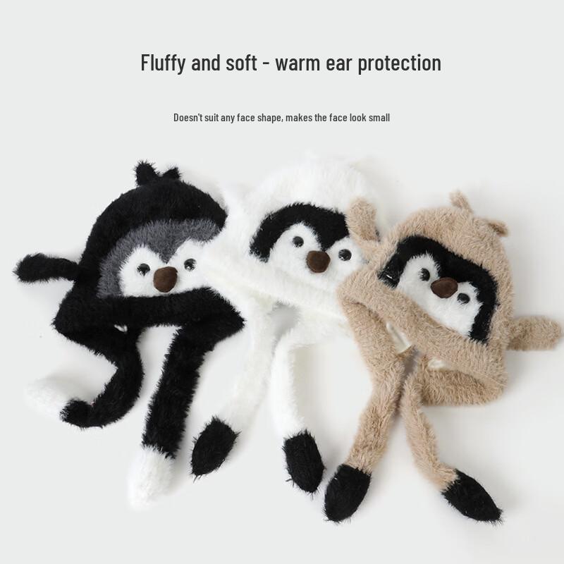 Urocza pluszowa czapka zimowa z pingwinem dla dzieci