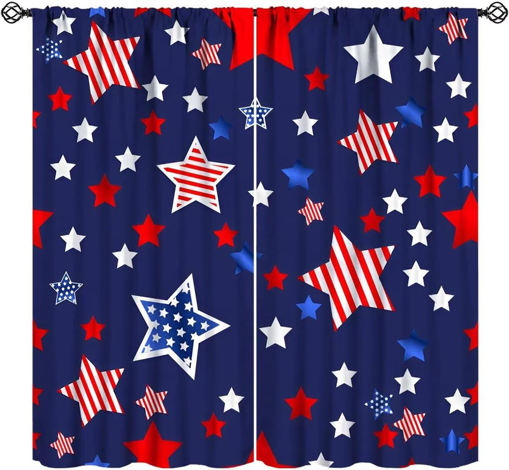 Farmhouse American Flag Curtains Boys Army Green Camo Vintage Stripe Us Print Window Kitchen Bedroom Curtain Polyester Ideal For Sleeping Area
