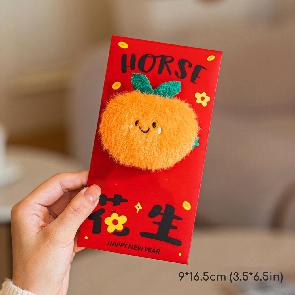 2026 New Year Red Envelope Year of the Horse Cartoon Plush Doll Lucky Money Packet Spring Festival Gift