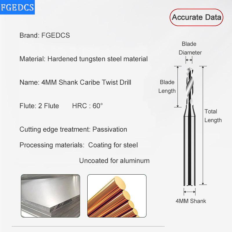 Solid Carbide Drill 0.4 To 1.66mm Micro Mini Bits CNC Metal Hole Machining Tools for Aluminum Steel Twist Drill Bits D4MM Shank