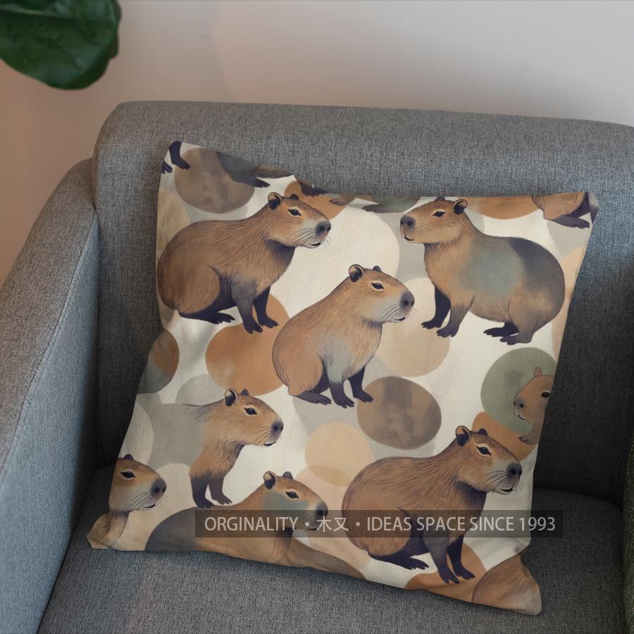 2D Capybara Pattern Cushion For Cozy Decor Pattern Cushion Cover Suitable For Sofa Bedroom Car Pillow Cover