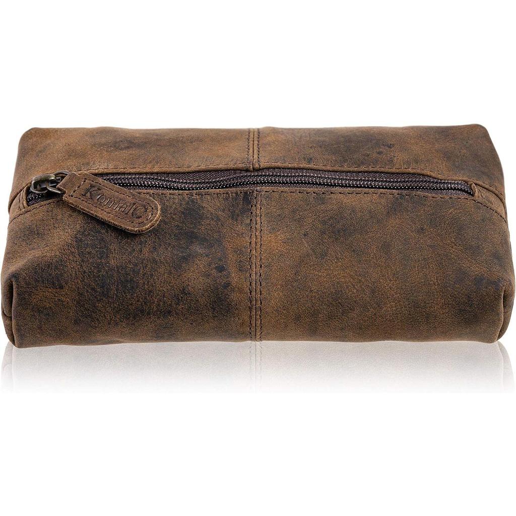 Pochette per Cosmetici in Pelle con Zip-Lock Borsa Astuccio per Penne