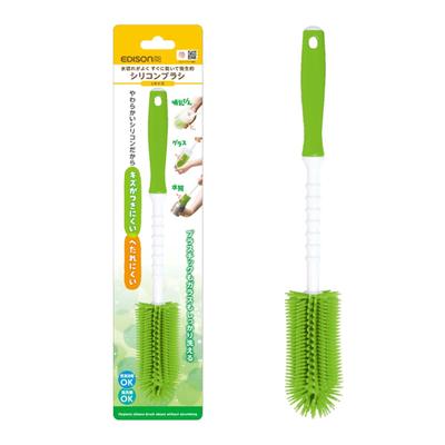 EDISONmama Silicone Brush L Size Bottle Water My Glass Baby Use Reaches Deep Soft Hygienic Quick Dry Green