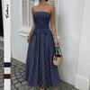 2026 French Elegant Sleeveless Strapless Polka Dot Vacation Long Dress