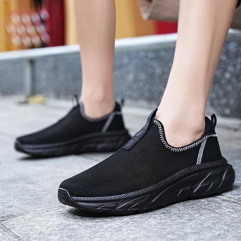 MAEDEF Summer Men Casual Shoes Hollow Mesh Sneakers Men Trendy Lightweight Gym Shoes Slip on Breathable Mens Trainers Loafer Men
