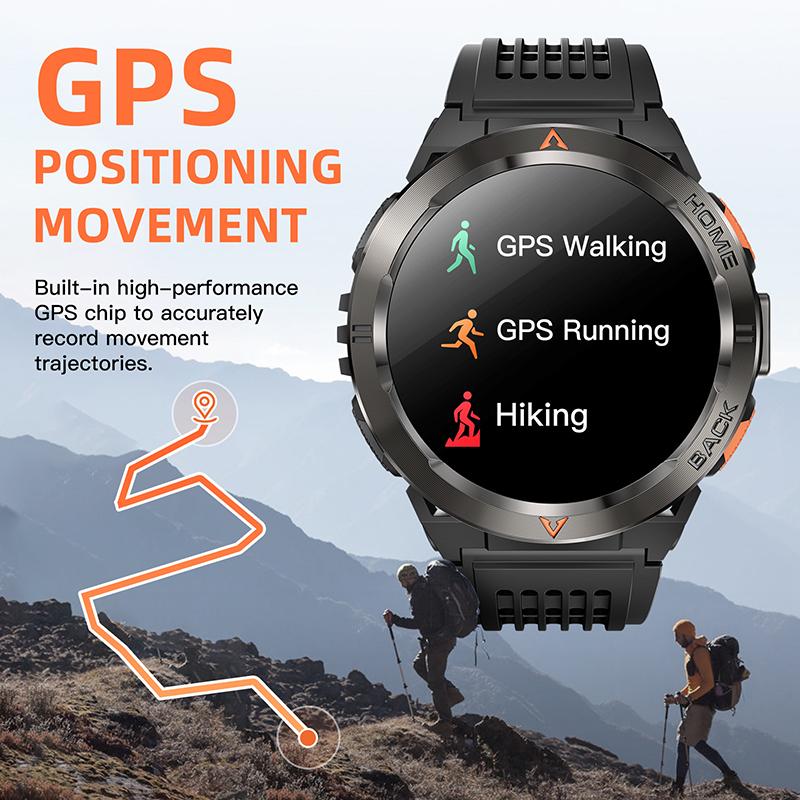 Smart Watch Bluetooth Call GPS Positioning Compass Flashlight Heart Rate Blood Pressure Waterproof Watch