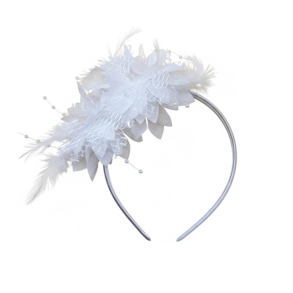 Floral Flower Headband Mesh 1920s Hair Accessories Retro Feather Hairpiece Wedding
