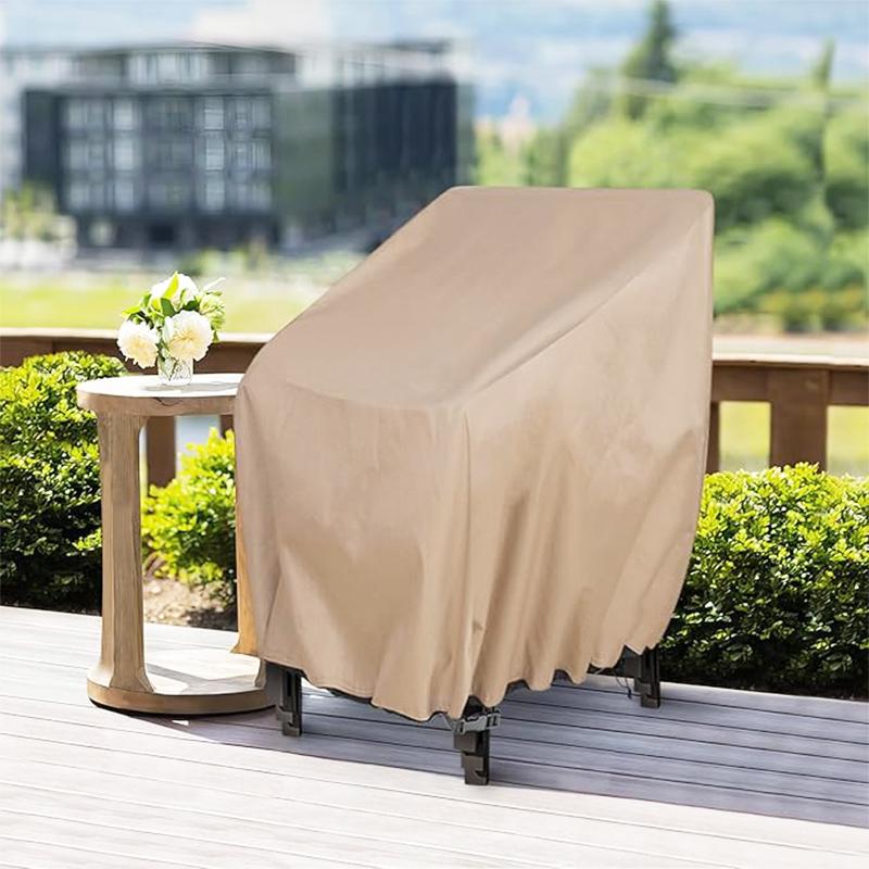 2PCS Outdoor Chair Protective Cover Oxford Cloth Chair Cover Khaki Waterproof Chair Covers 2-Pack Durable Outdoor Seat Protectors