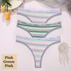 3 STK/sett Fargerike stripete bomull Dametruser Sexy G-String Undertøy Dame Pustende Thong Intimates Undertøy T-Back Truser