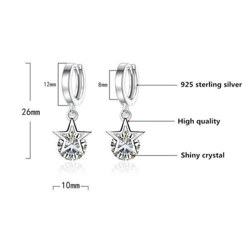 925 Silbernadel Anti-Allergie Glänzender Kristall Stern Damen Ohrstecker Schmuck Großhandel Dropshipping Günstig